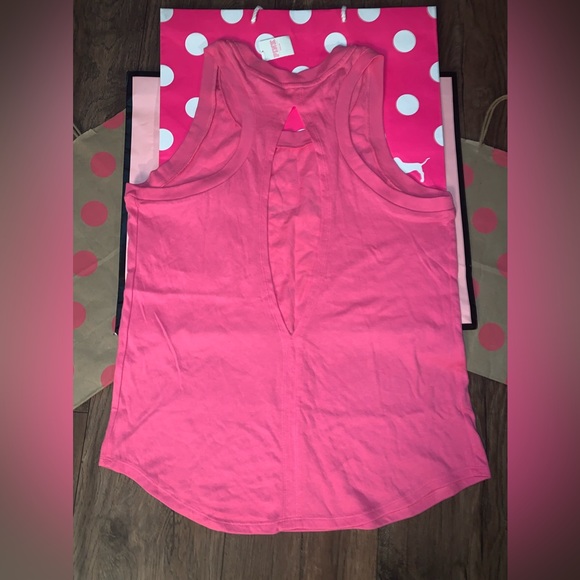 NWT VS PINK Size SMALL Hot Pink with Orange Logo Open Back Tank. - Picture 5 of 5